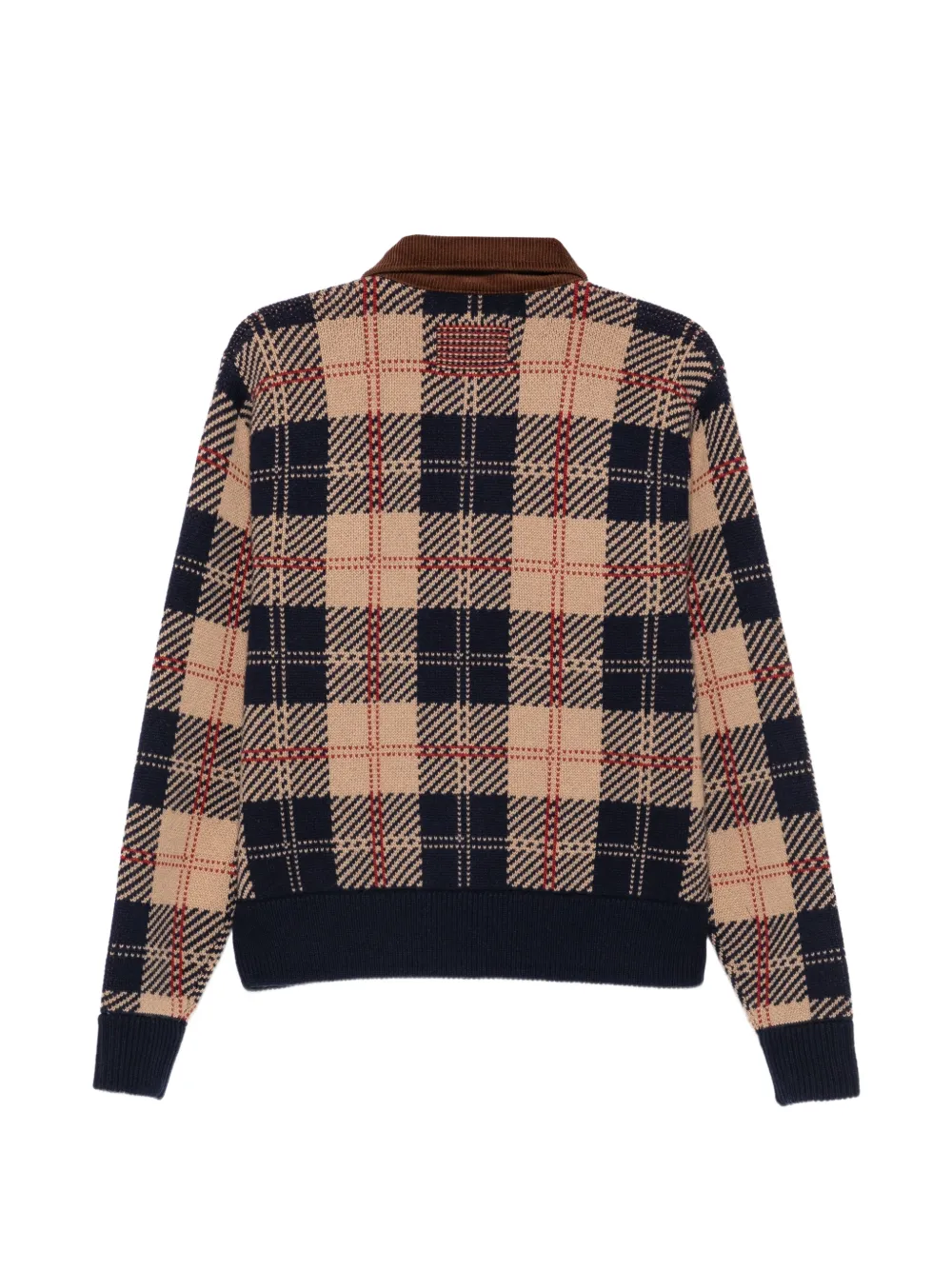 Guest In Residence Geruit vest met ribfluwelen kraag Beige