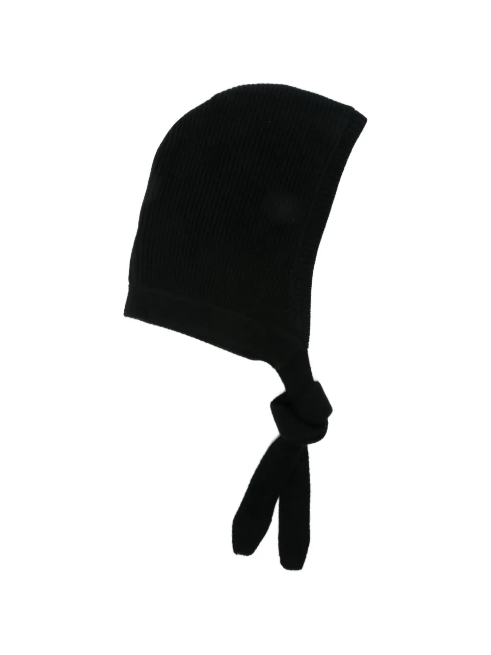 Soft Goat ribbed-knit tie-fastening beanie hat - Nero