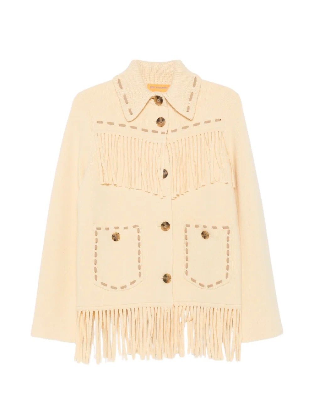 Guest In Residence fringe-trimmed whipstitch-detail jacket