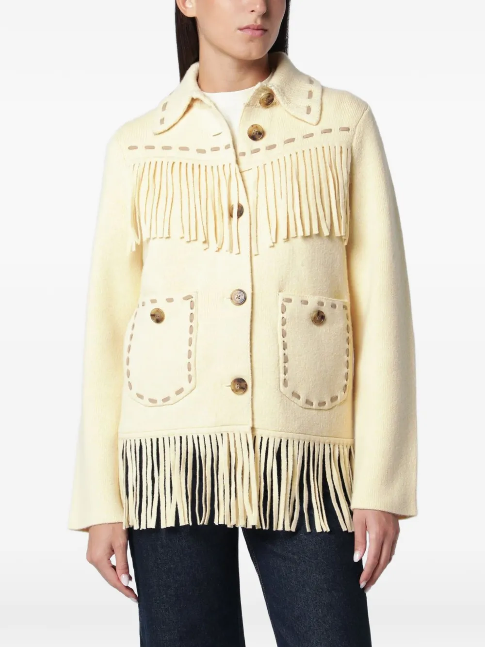 Guest In Residence Jack met stikseldetail en franje afwerking Beige