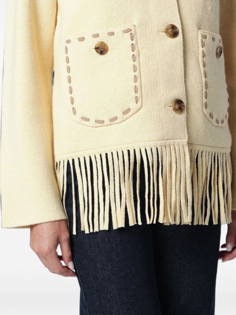 Guest In Residence Jack met stikseldetail en franje afwerking Beige