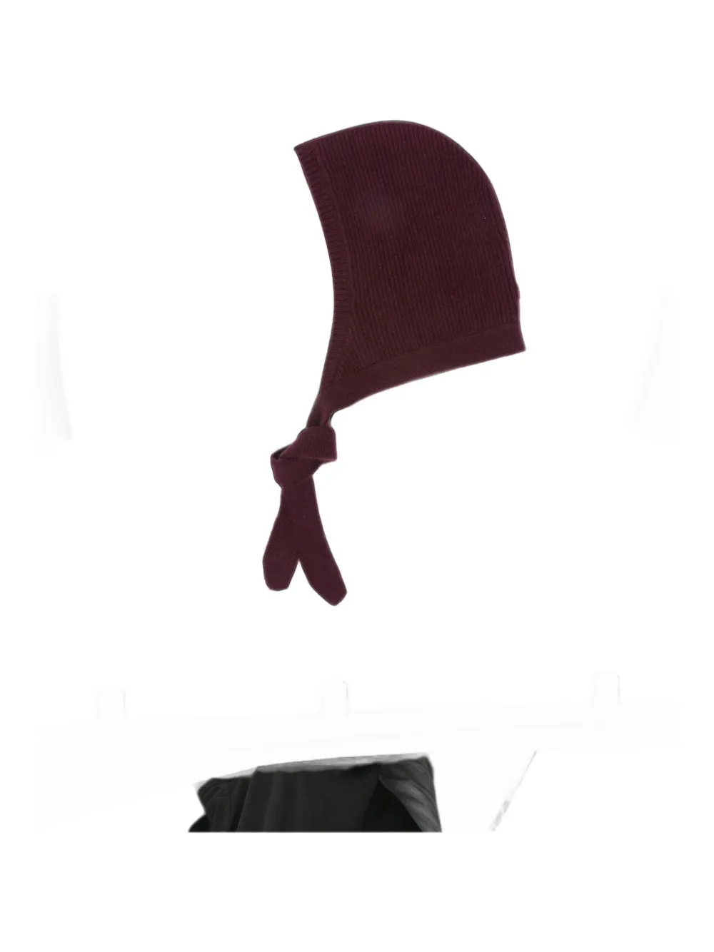 Soft Goat Ribbed-knit Tie-fastening Beanie Hat In Rot