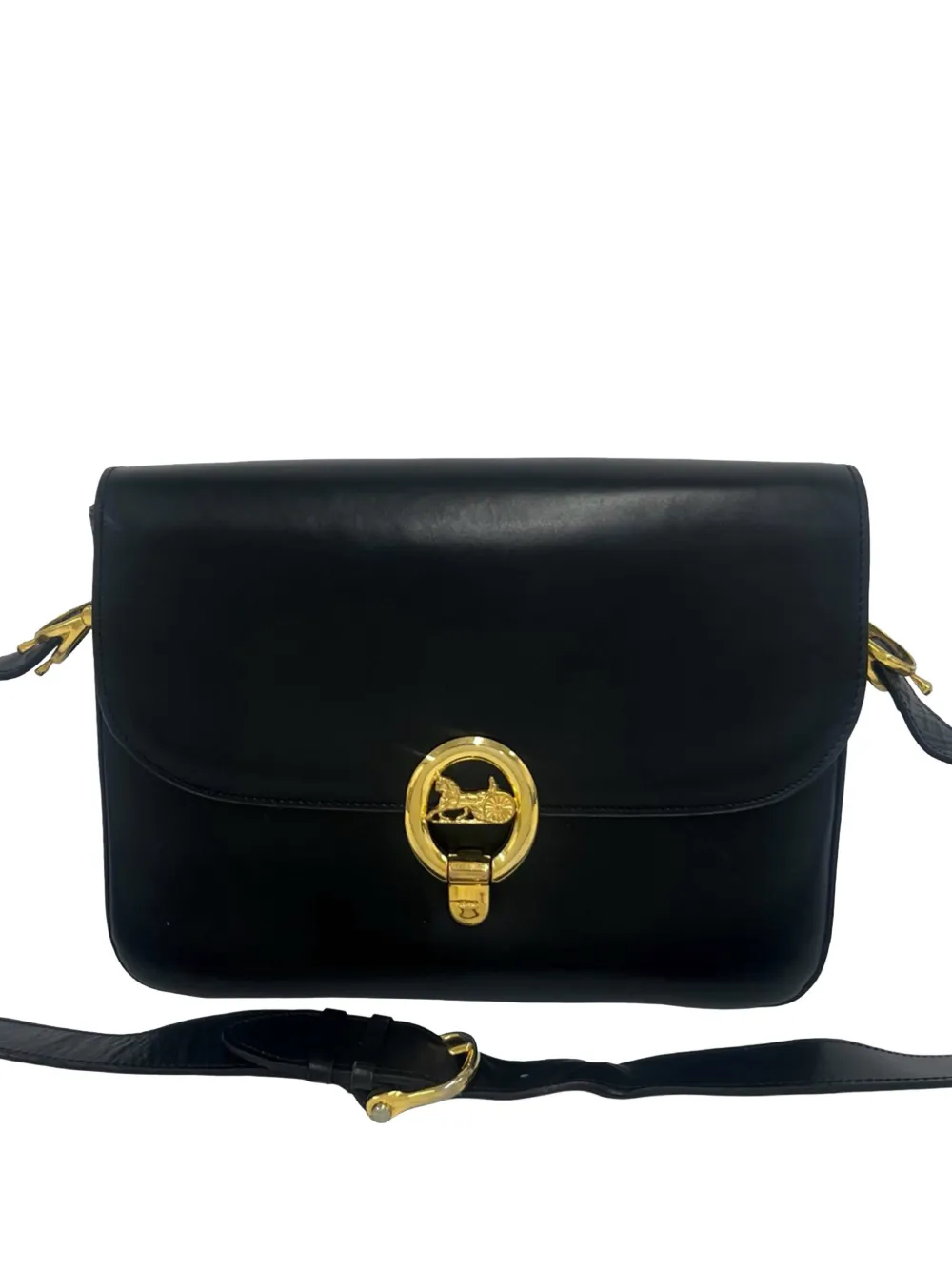 Celine Pre-Owned 20th Century Leather Logo Horse Carriage crossbody bag - Nero