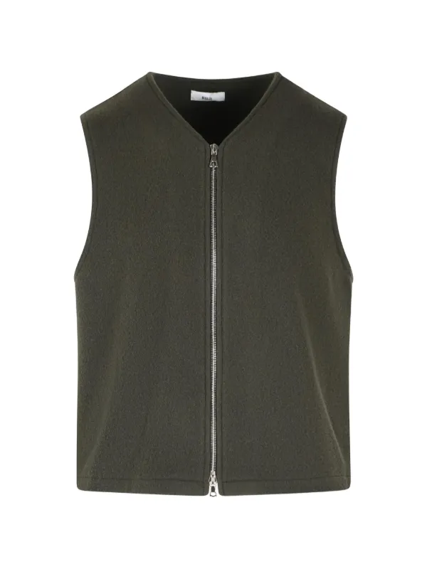 Rier Zip-up Wool Vest in Brown