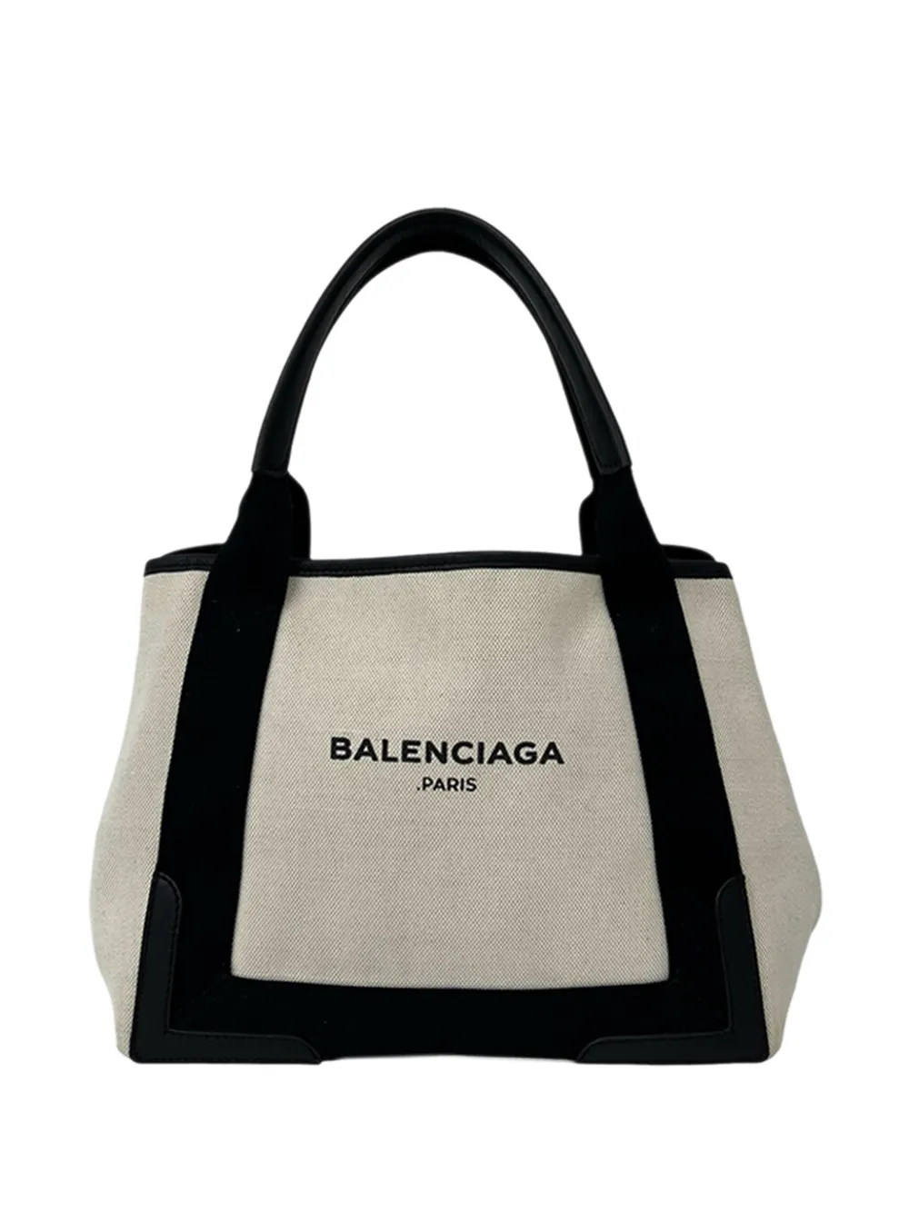 Balenciaga Pre-Owned 2018-2026 Navy Cabas S Canvas Tote Bag satchel - Bianco