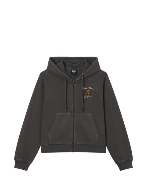 FINGERCROXX logo-embroidered zip-up hoodie