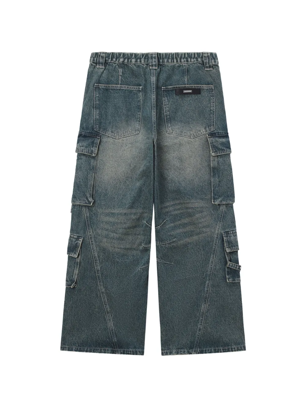 Musium Div. Cargo broek met meerdere zakken en vervaagd effect Blauw