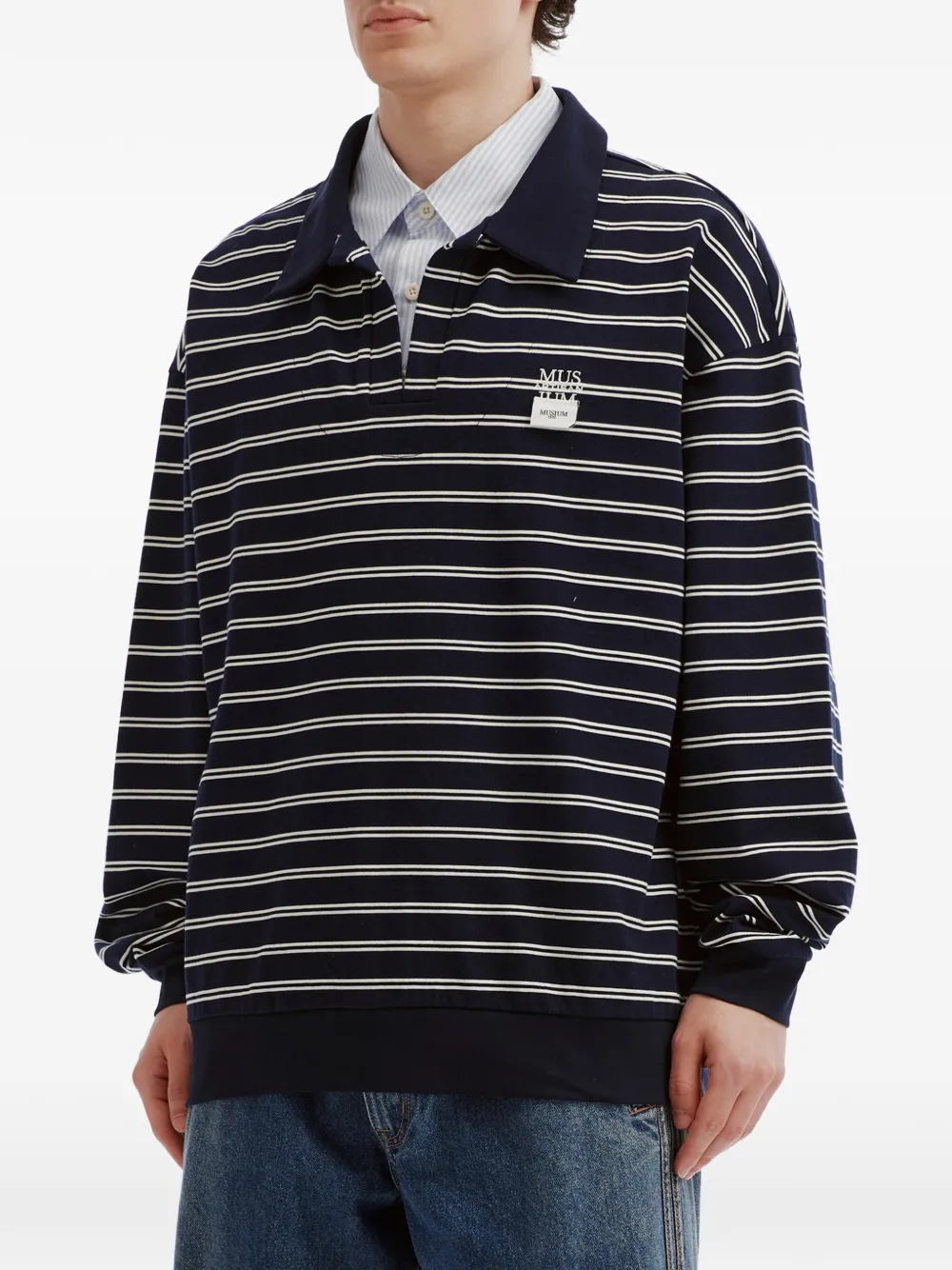 Musium Div. Gestreepte sweater met gelaagd effect Blauw