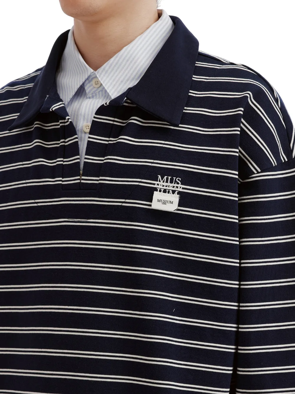 Musium Div. Gestreepte sweater met gelaagd effect Blauw