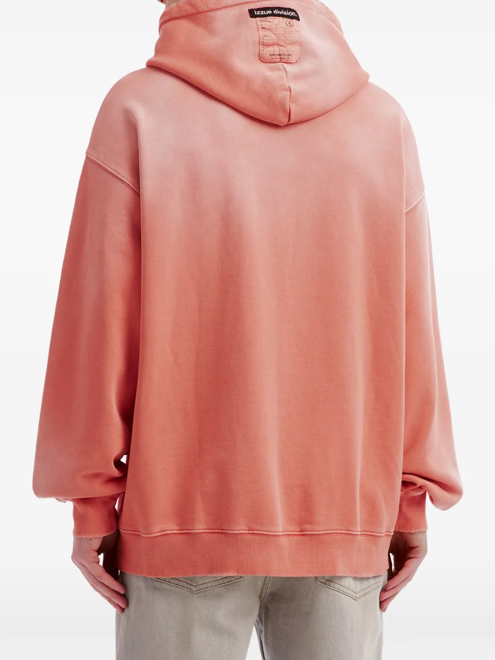 izzue distressed-effect logo-patch hoodie Oranje