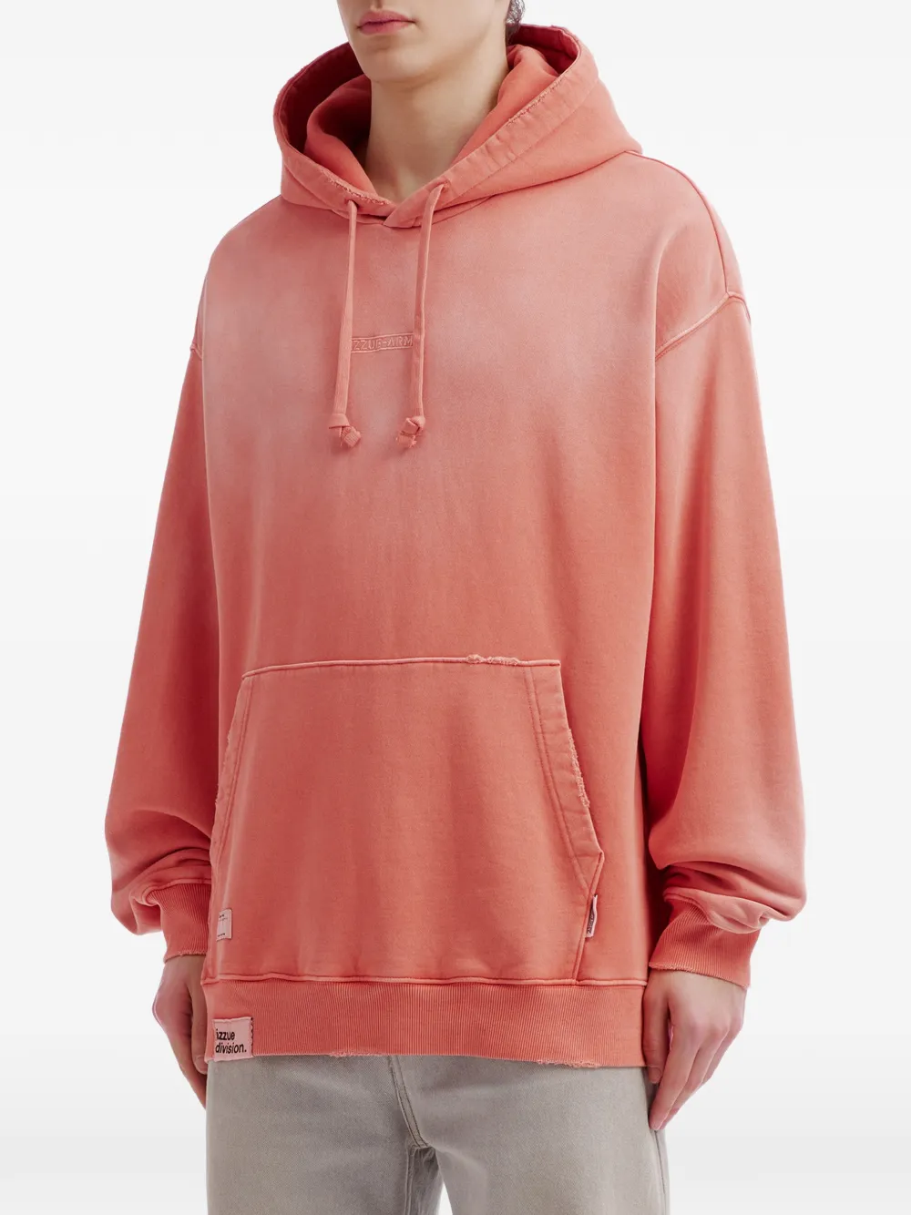 izzue distressed-effect logo-patch hoodie Oranje