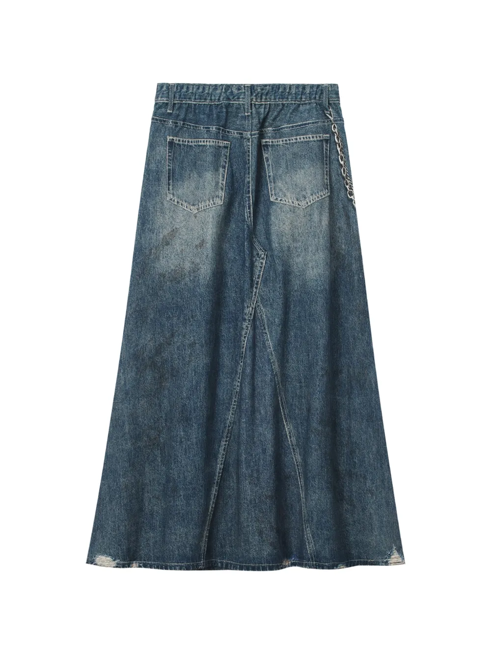 Musium Div. Gerafelde denim rok met kettingdetail Blauw