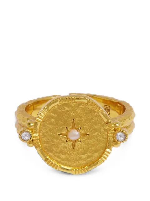Ottoman Hands Pearl Shield stacking ring