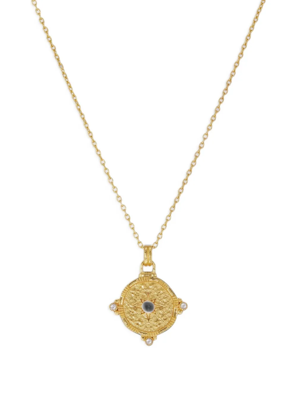 Ottoman Hands Shield pearl and white topaz pendant necklace