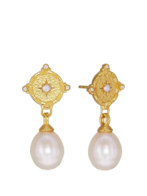 Ottoman Hands pearl shield drop earrings