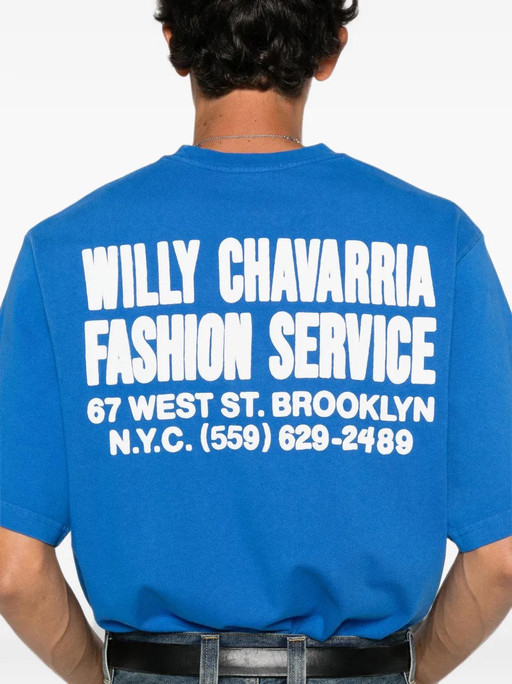 Willy Chavarria Fashion Services T-shirt met logoprint Blauw