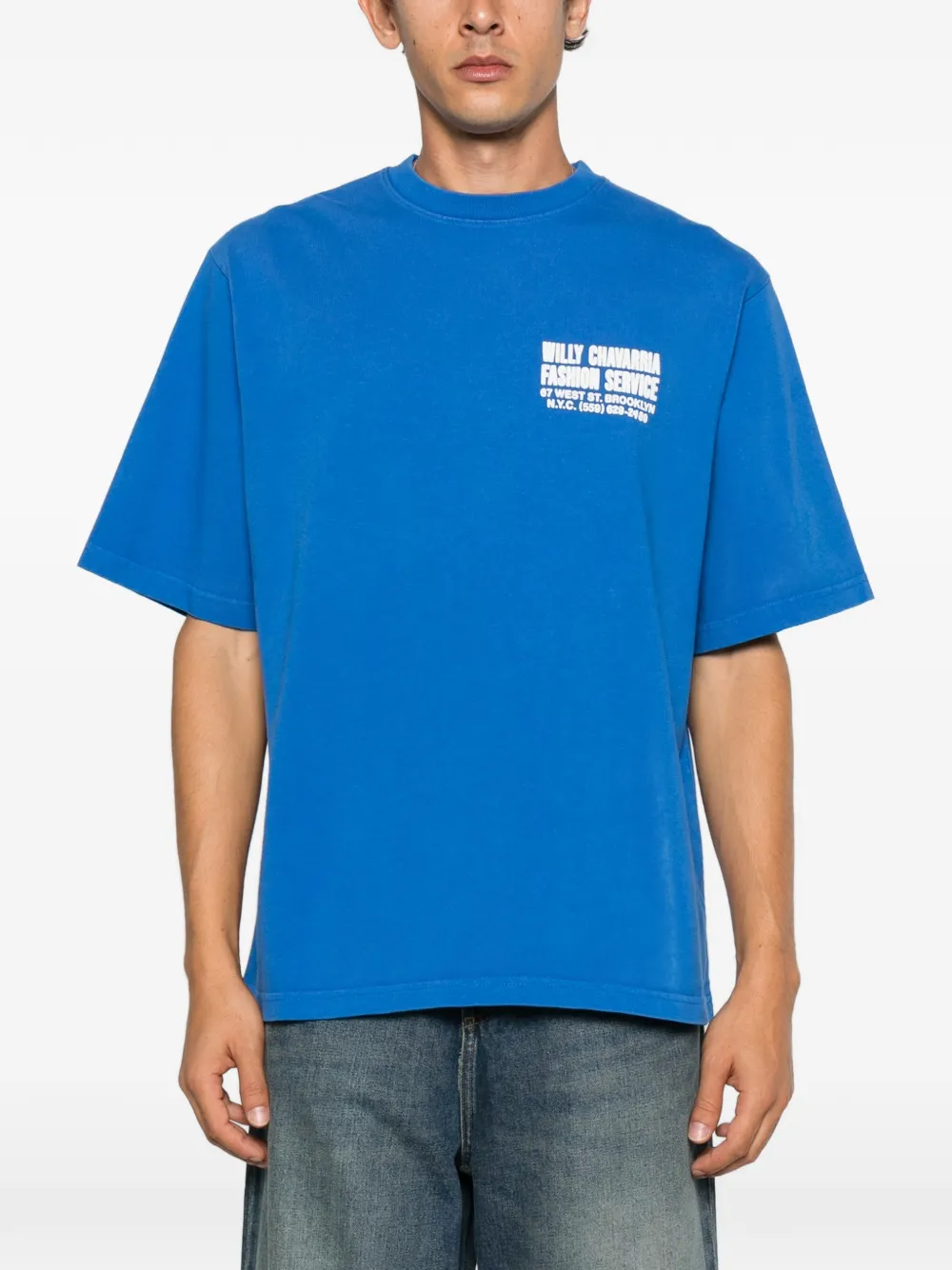 Willy Chavarria Fashion Services T-shirt met logoprint Blauw