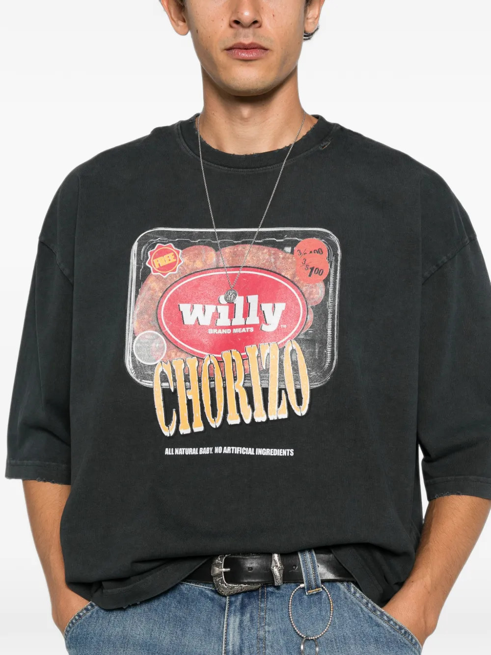 Willy Chavarria Especial Chorizo Buffalo T-shirt Zwart