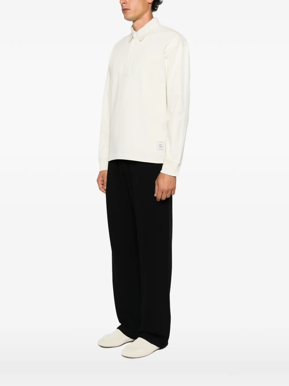 AMI Paris Poloshirt met logopatch Beige