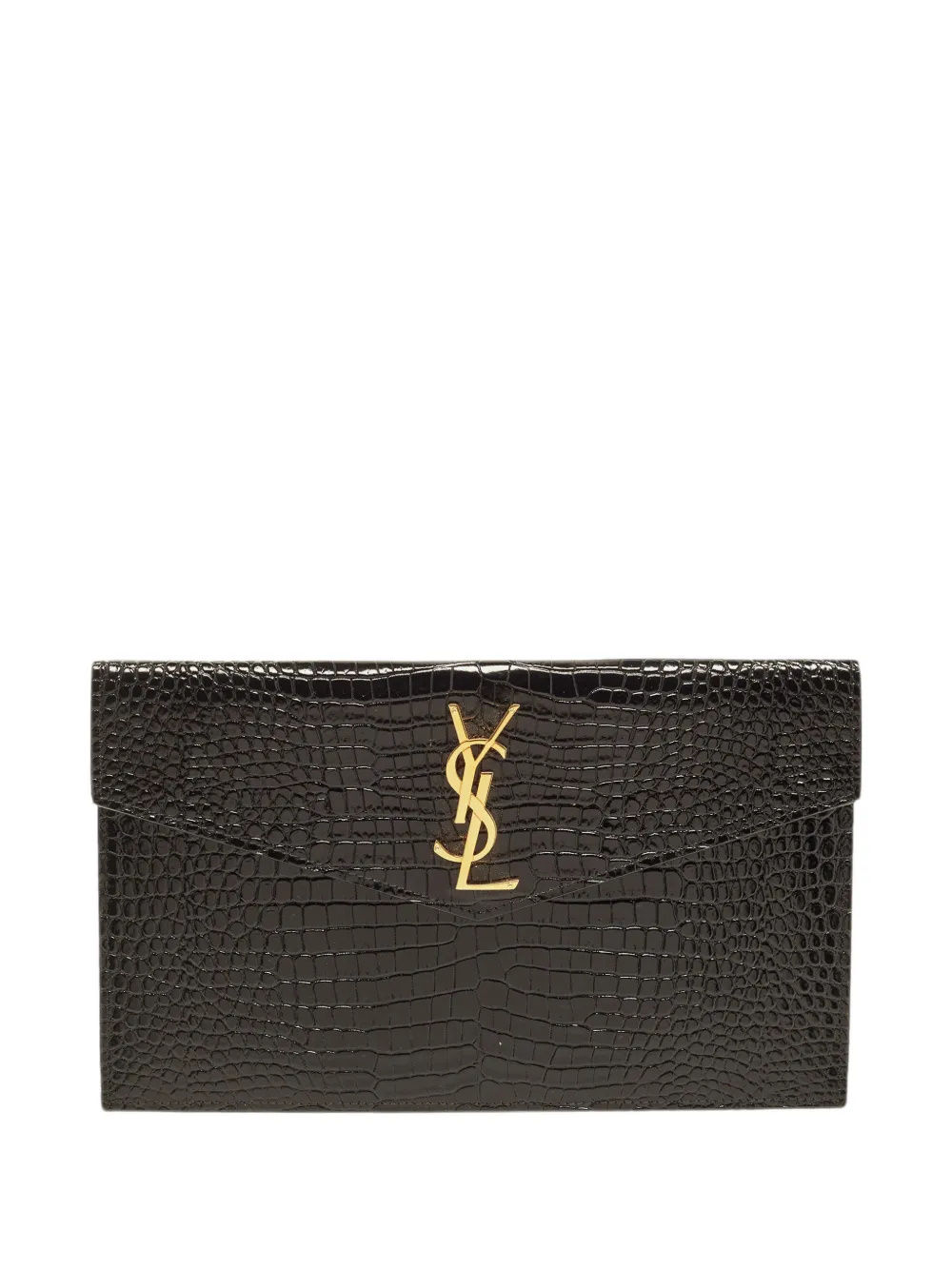 Saint Laurent Pre-Owned pochette Uptown à effet peau de crocodile (2022) - Noir Saint Laurent Pre-Owned pochette Uptown à effet peau de crocodile (2022) - Noir