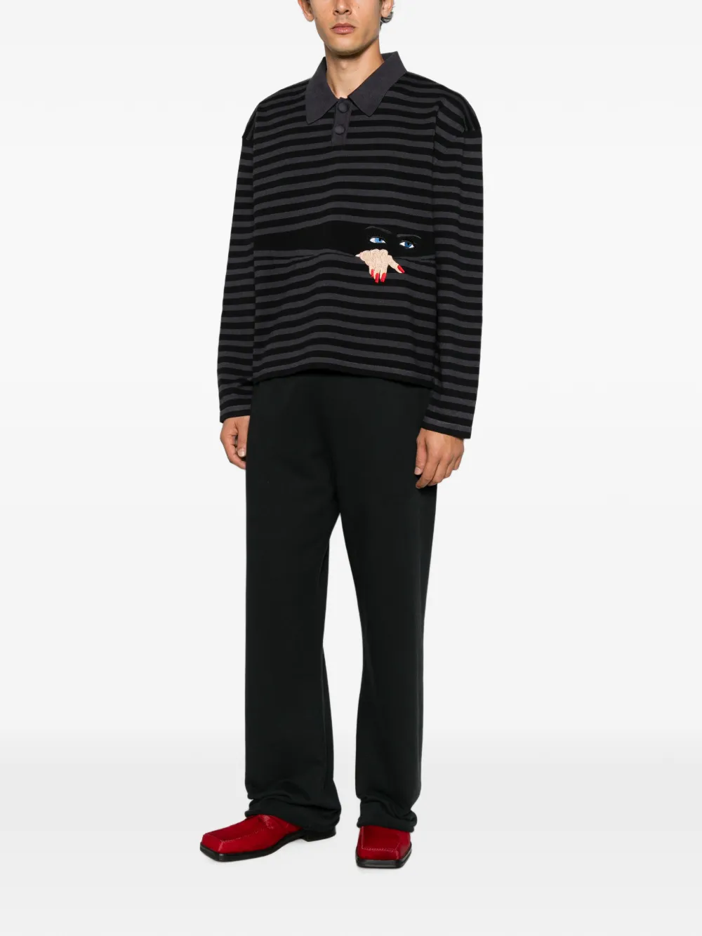 House of errors striped embroidered-motif sweater