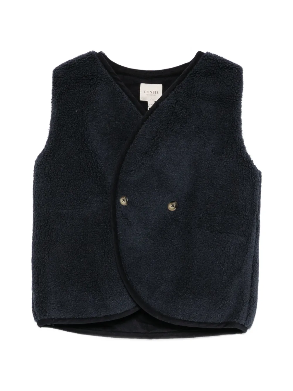 Donsje Monty double-breasted fleece gilet Blauw