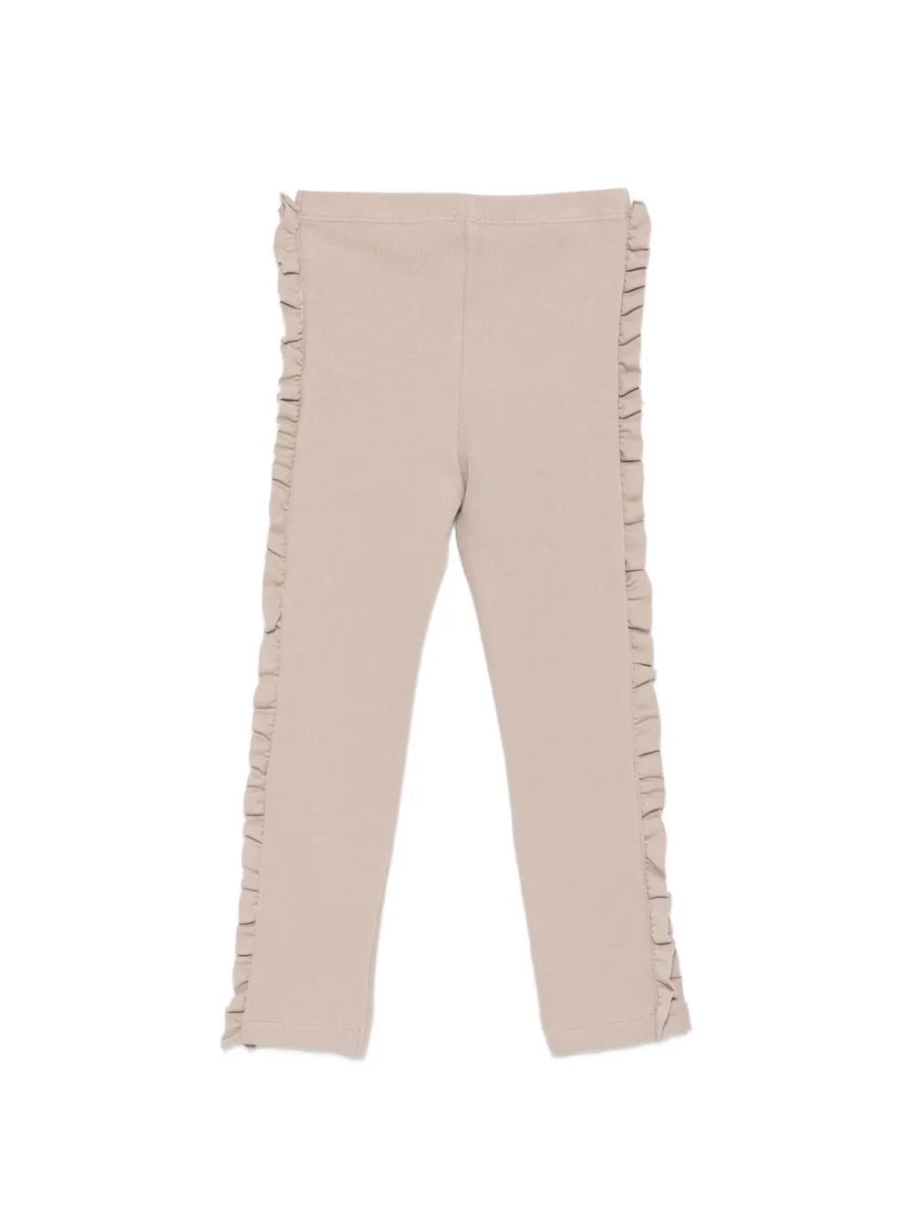 Donsje Audun geribbelde legging met ruches Beige