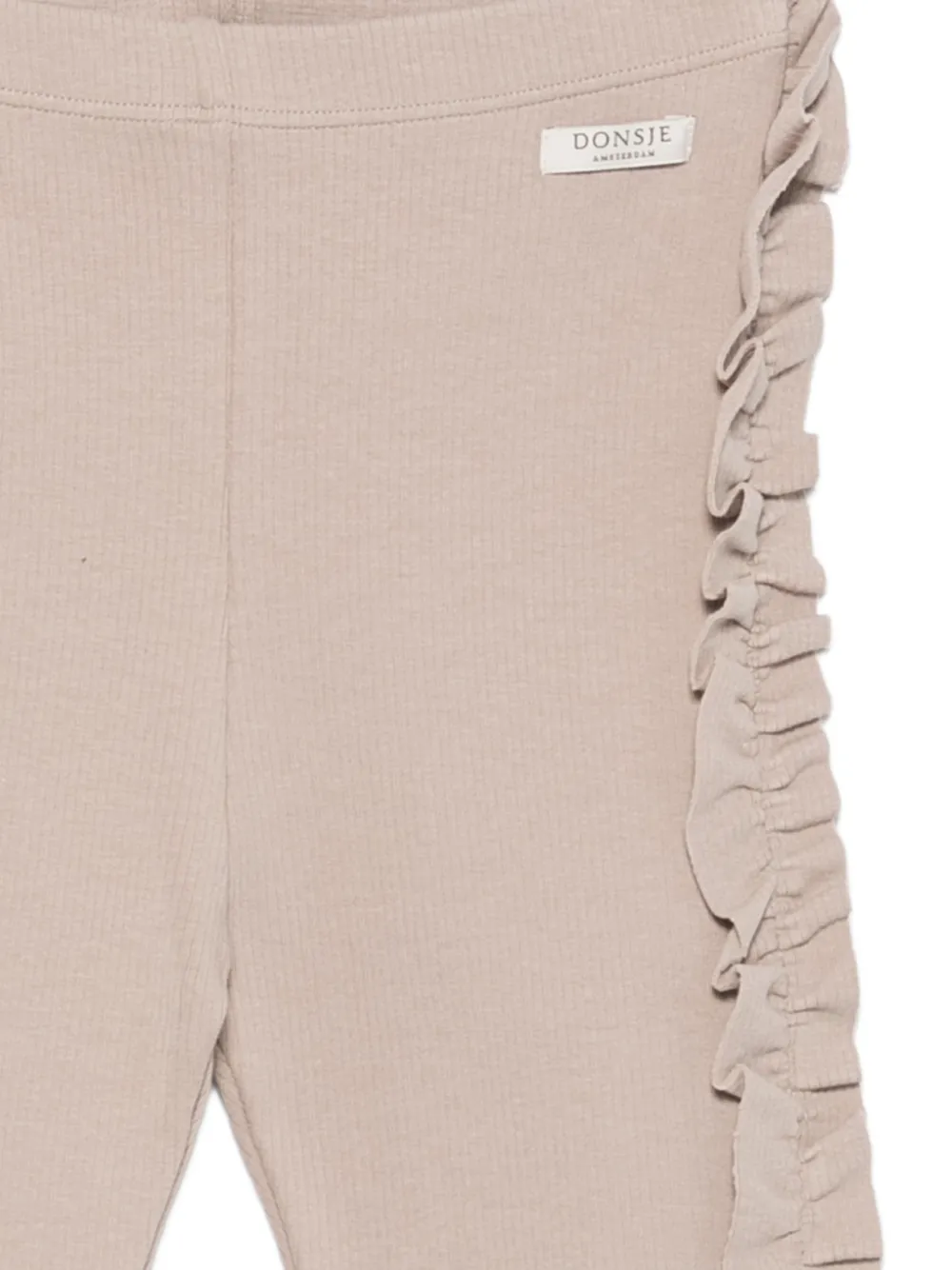 Donsje Audun geribbelde legging met ruches Beige