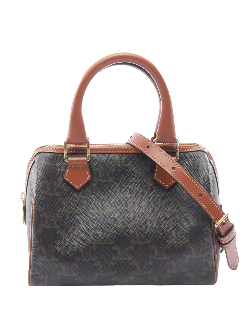 Celine Pre-Owned 2015-2026 Small Triomphe Coated Canvas Boston Bag satchel - Marrone