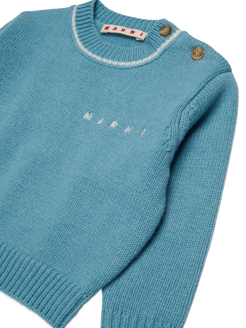 Marni Kids Sweater met geborduurd logo en knoop-detail Blauw