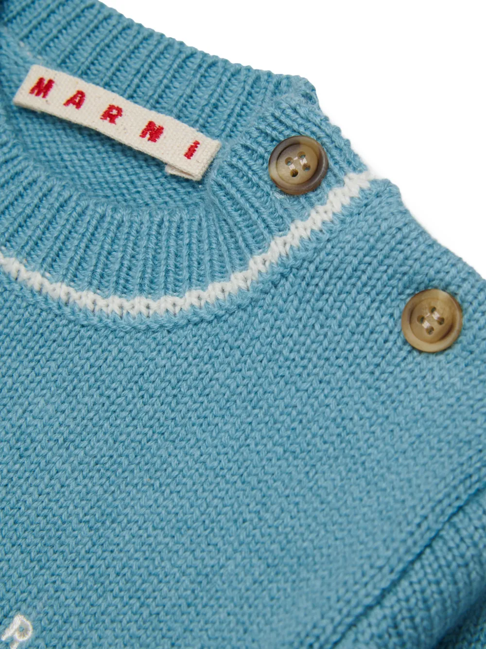 Marni Kids Sweater met geborduurd logo en knoop-detail Blauw