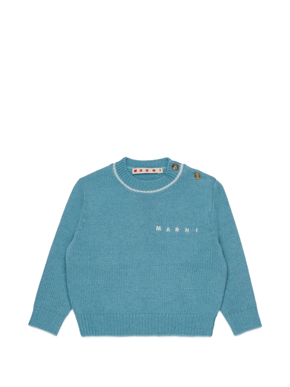 Marni Kids logo-embroidered button-detail sweater - Blu