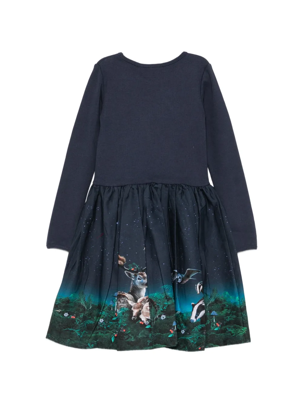 Molo Casie Warm graphic-print long-sleeve dress Blauw