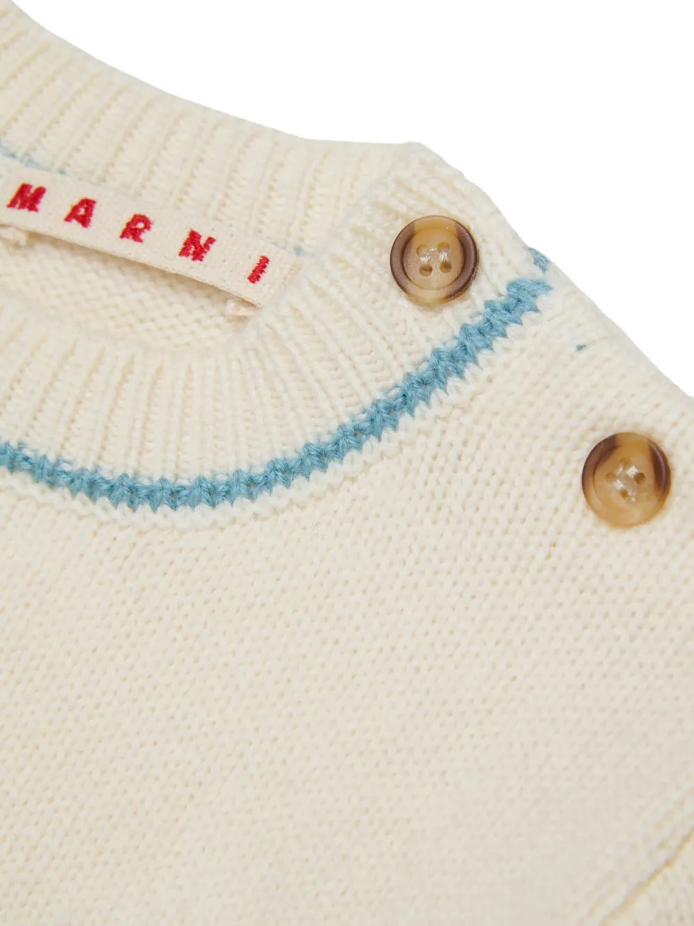 Marni Kids Trui met knopen op de schouders en geborduurd logo Beige