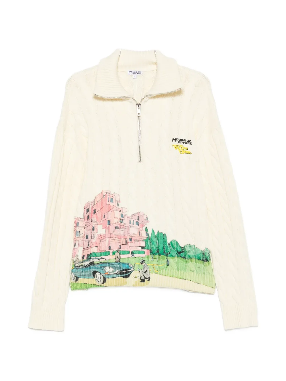 House of errors cable-knit graphic-print sweater