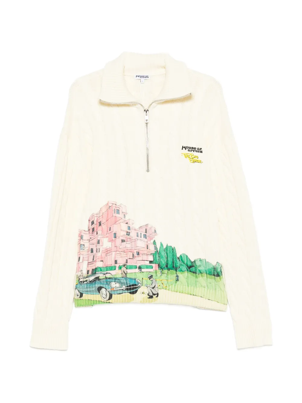 House of errors cable-knit graphic-print sweater