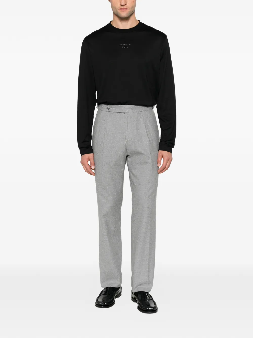 BOSS Pantalon met toelopende pijpen en patroon in Italiaans-katoenen Grijs