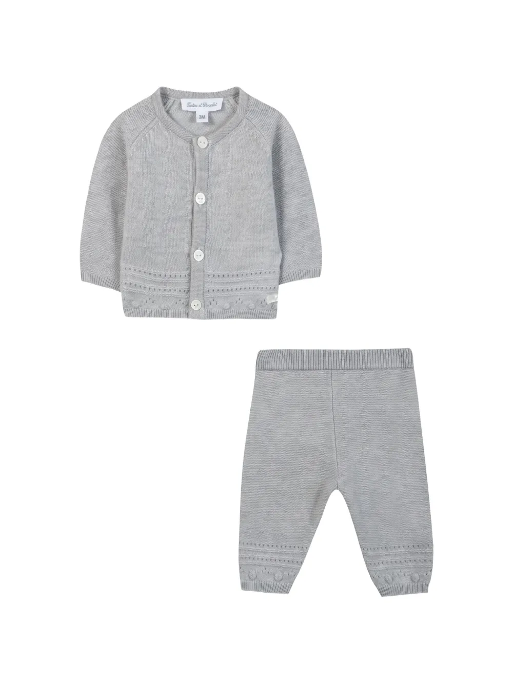 Tartine Et Chocolat Gebreid vest en broek met geperforeerde details Grijs