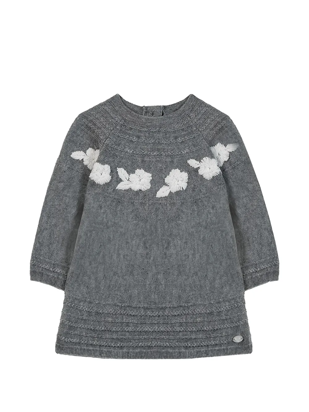 Tartine Et Chocolat flower-embroidered cable-knit dress - Grigio