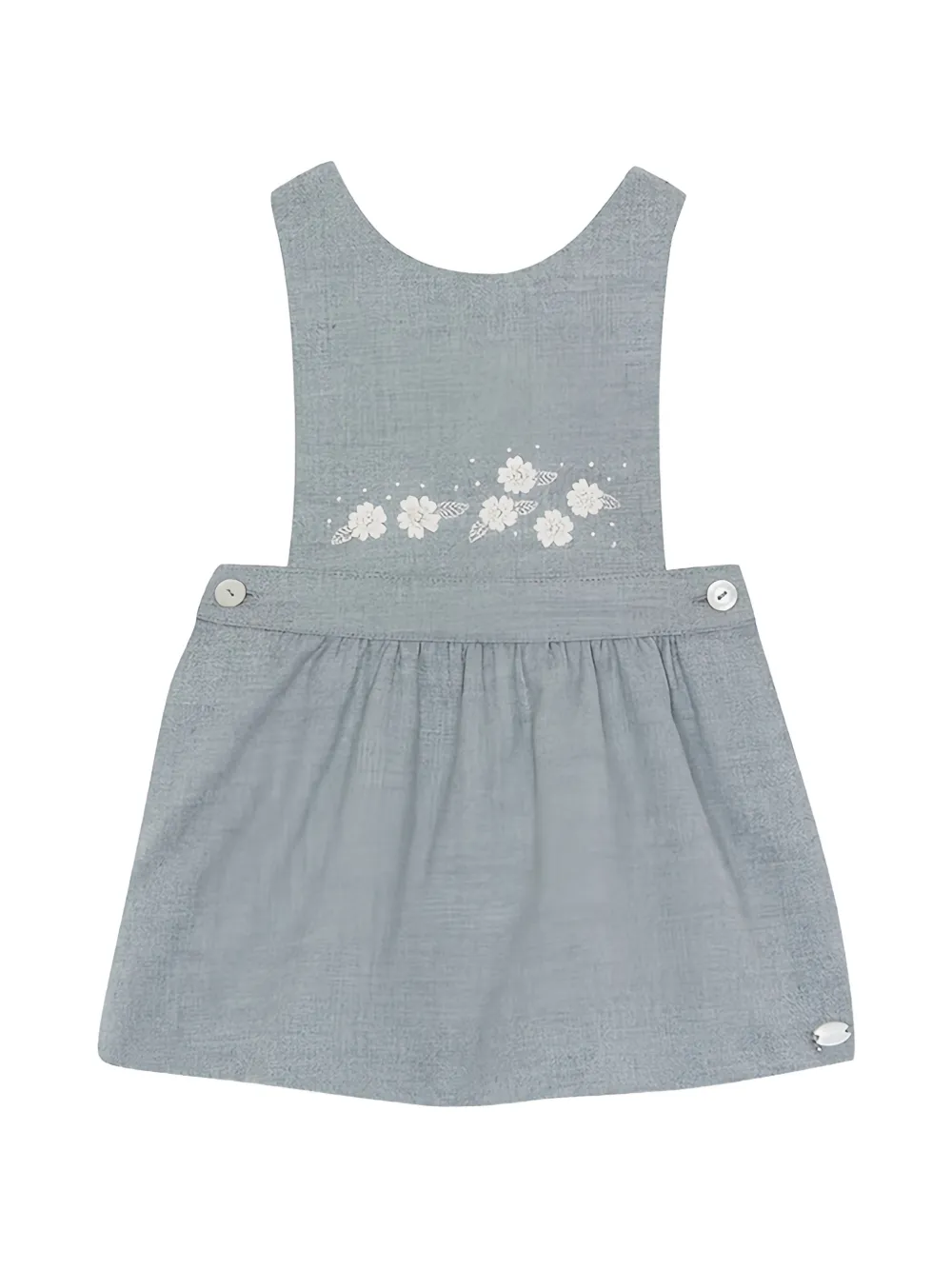 Tartine Et Chocolat floral-embroidered pinafore dress - Grigio