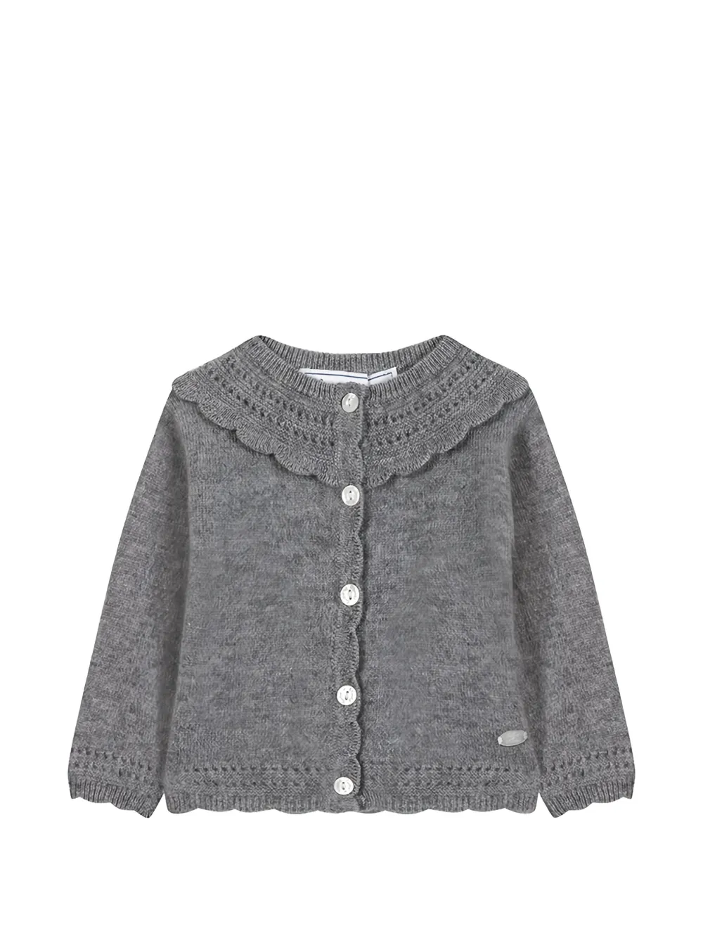 Tartine Et Chocolat scalloped pointelle-knit cardigan - Grigio