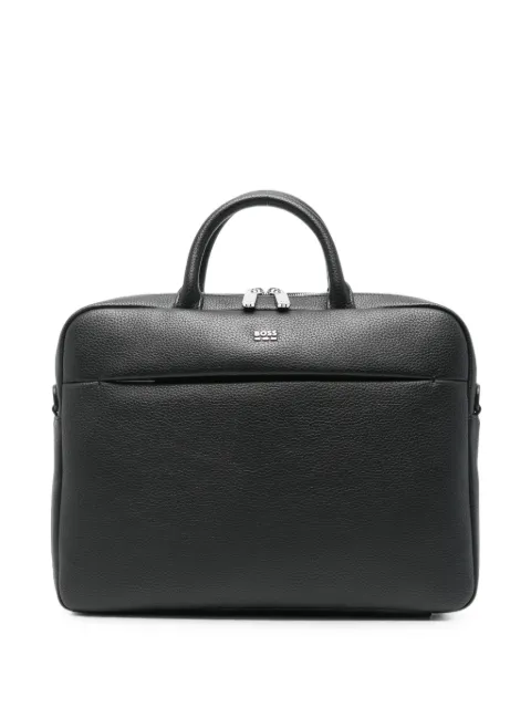 BOSS pebbled-texture briefcase