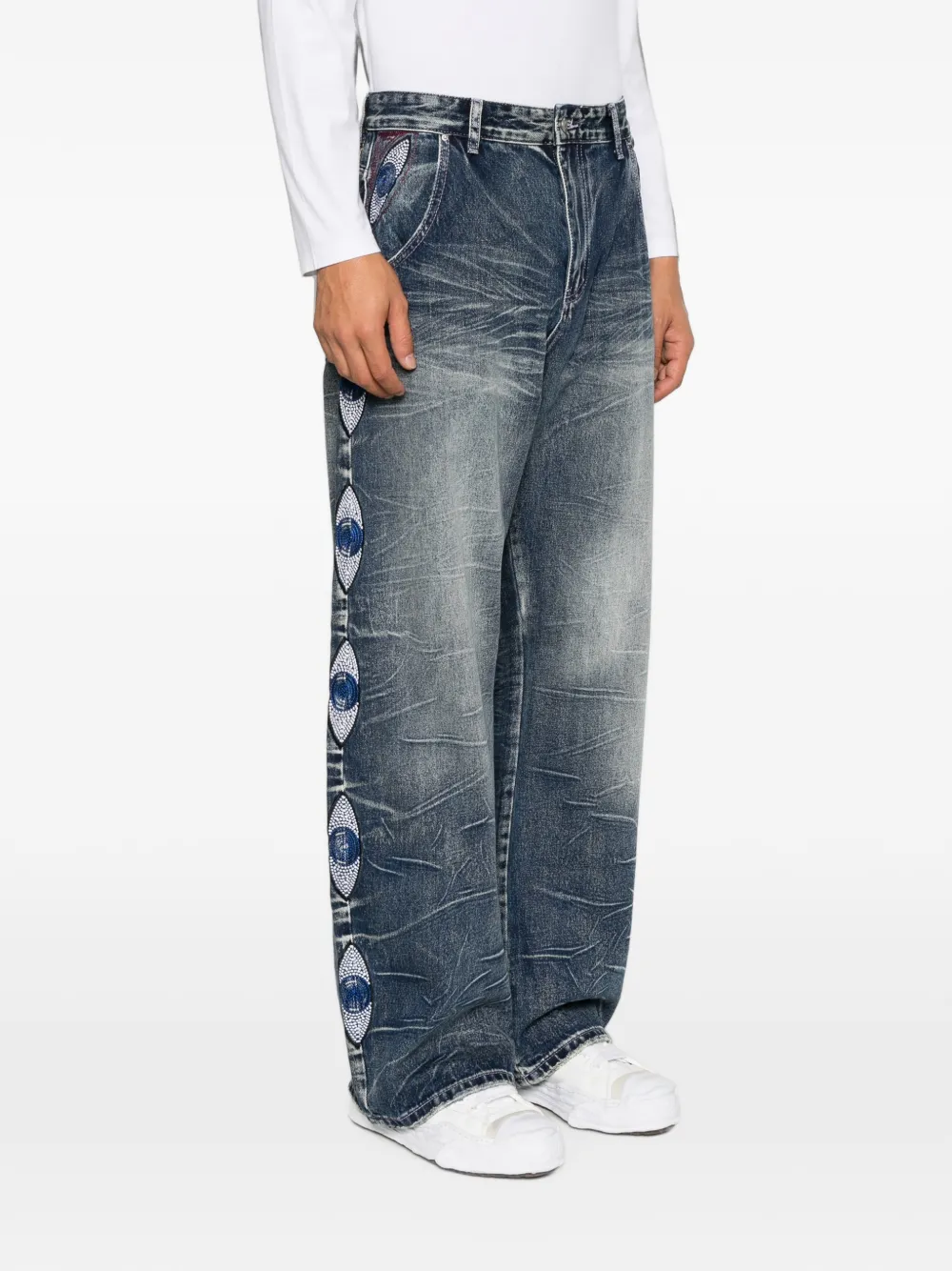 KidSuper Jeans met geborduurde kralen Blauw