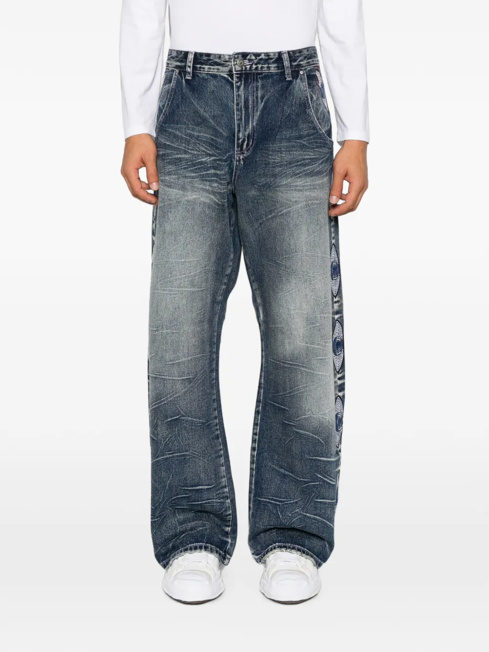 KidSuper Jeans met geborduurde kralen Blauw