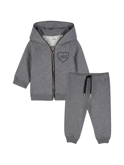 Chloé Kids heart-embroidered tracksuit set