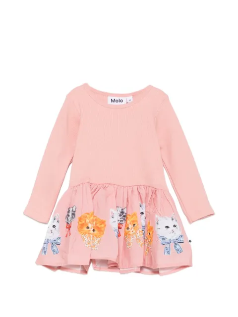 Molo Candi cat-print ruffled dress