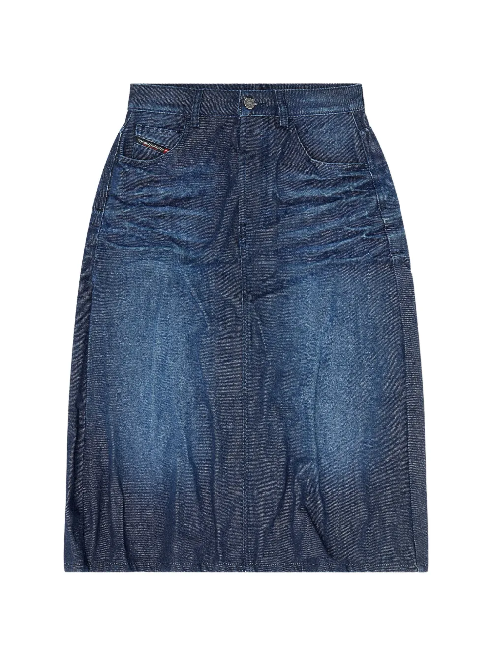 Diesel midi skirt in creased denim