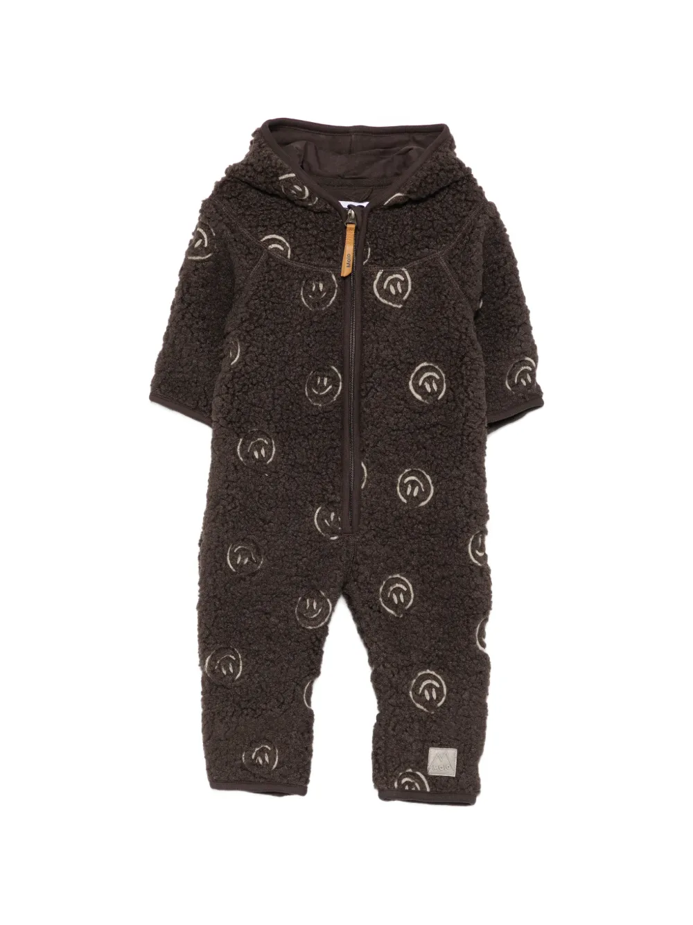 Molo smiley-print hooded romper - Grigio