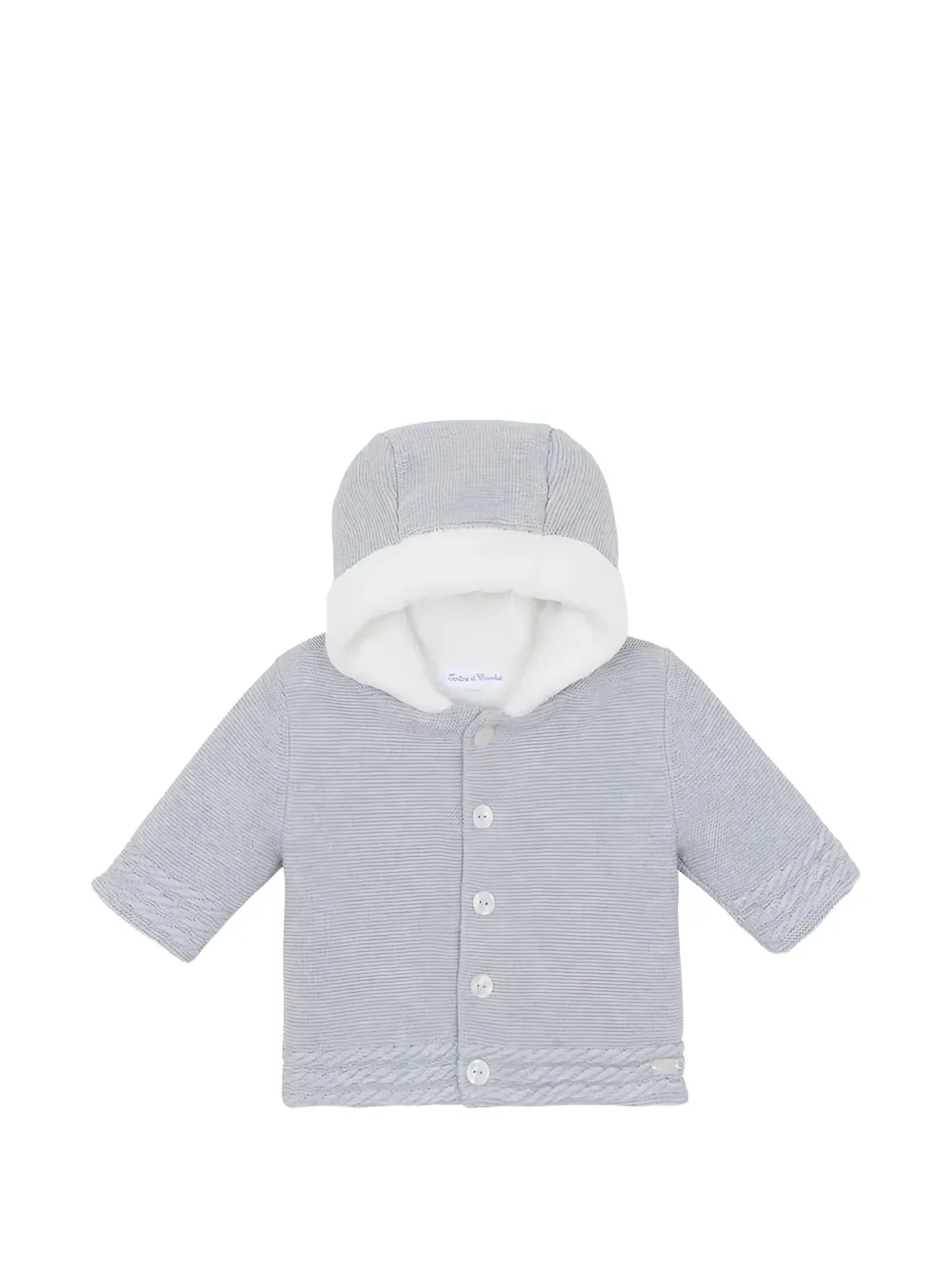 Tartine Et Chocolat cable-knit hooded coat - Grigio