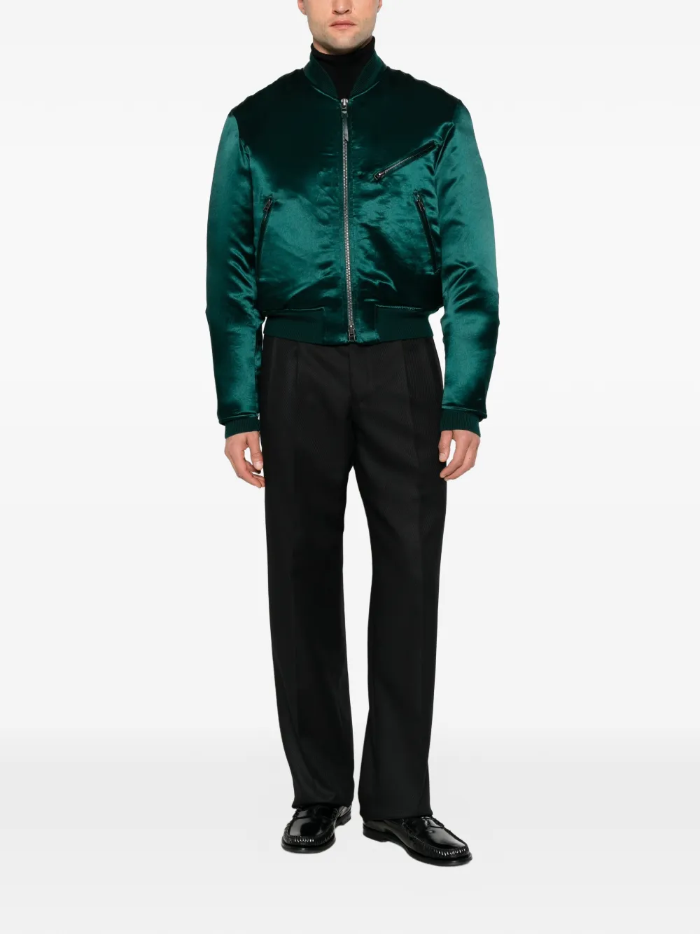 Emporio Armani pleated diagonal-stripe trousers